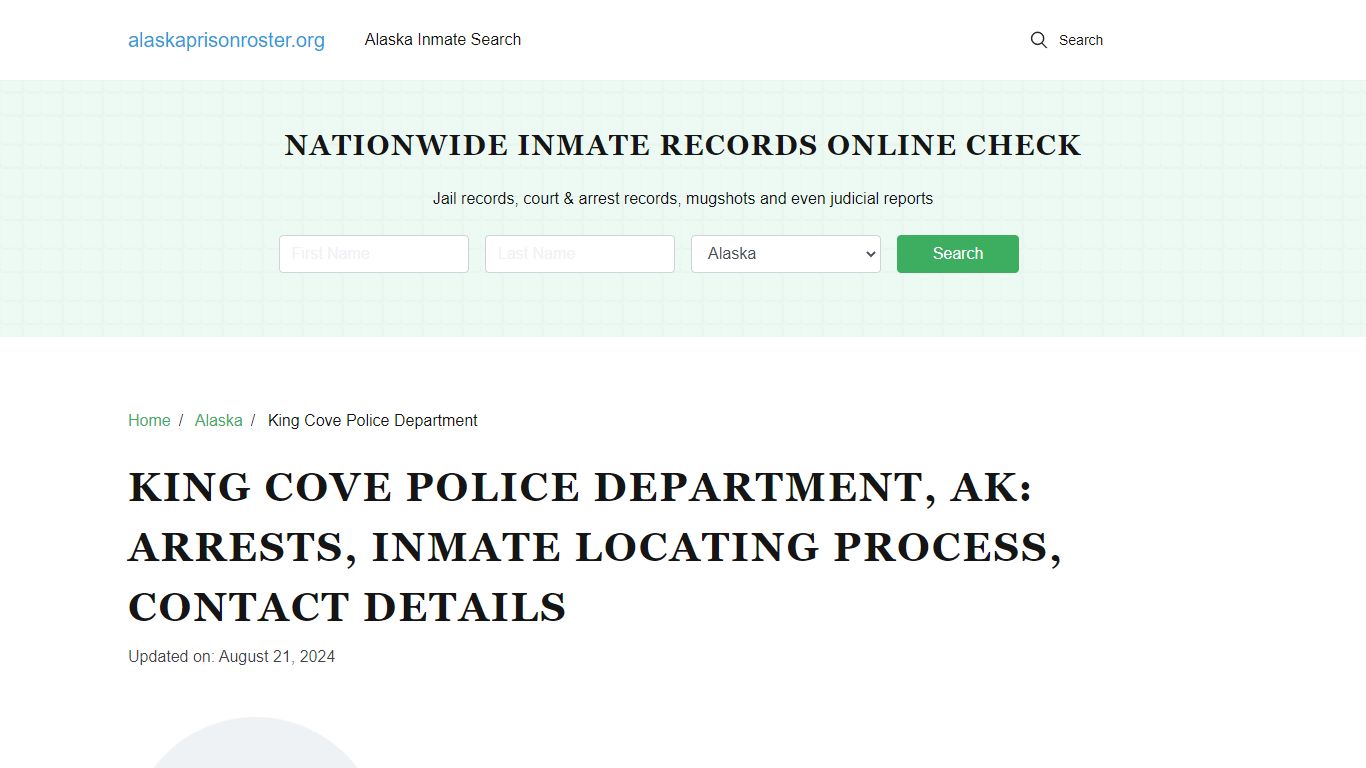 King Cove Police Department, AK: Arrests, Jail Roster, Contacts